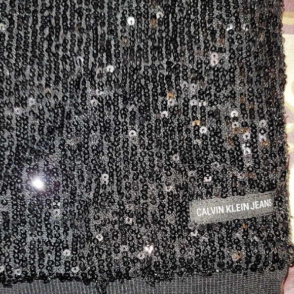 Calvin Klein Jeans Black Sequin Top Sz: L - Picture 9 of 9
